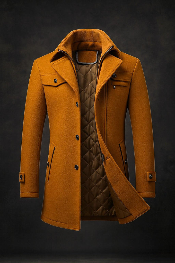 Men's Wool Overcoat – Tailored Quilted-Lined Winter Topcoat