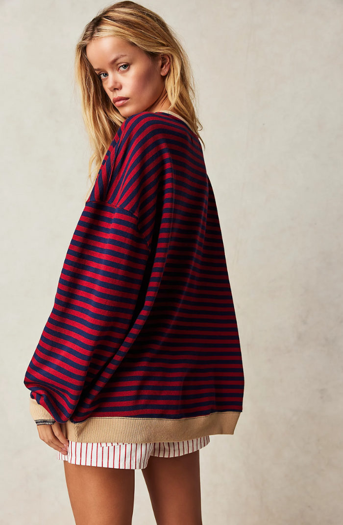 Women's Striped Oversized Sweater - Cozy & Vibrant