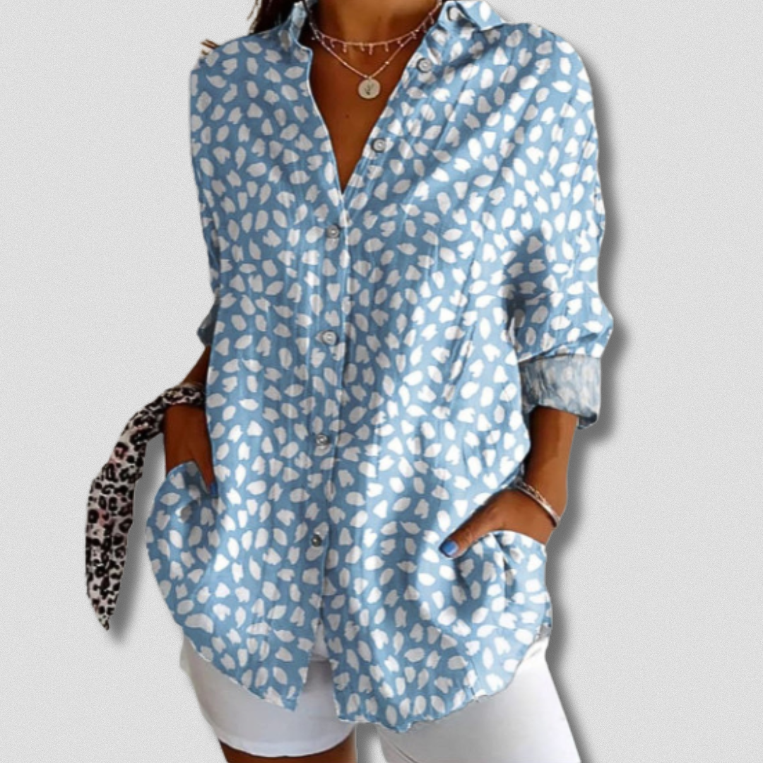 Women's Floral Long Sleeve Button-Down Shirt - Everyday Style