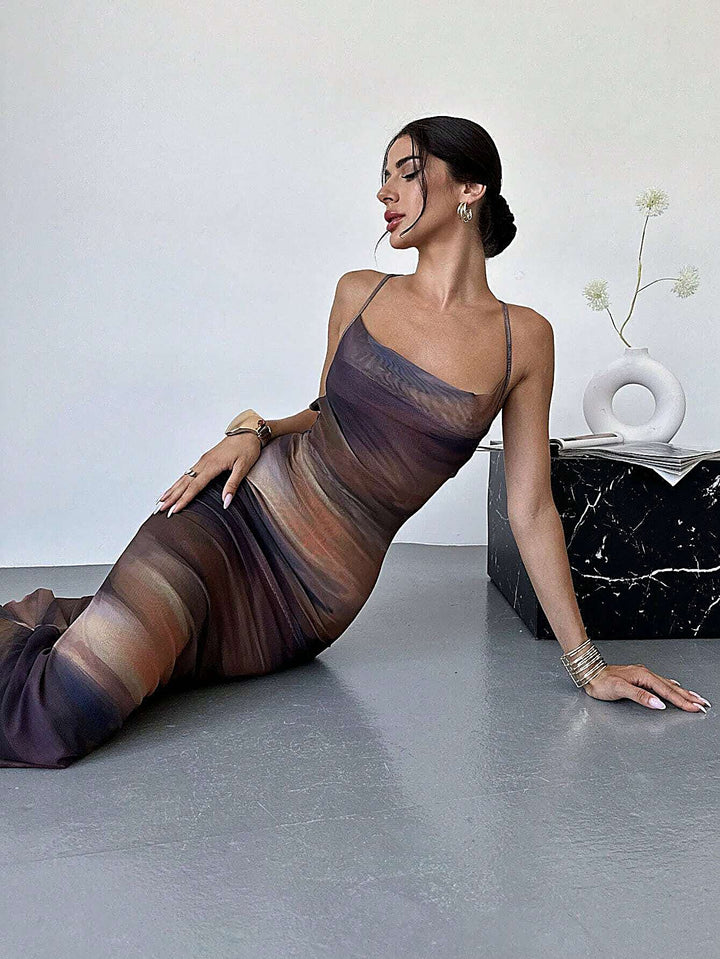 Mesh Slim Waist Petite Dress