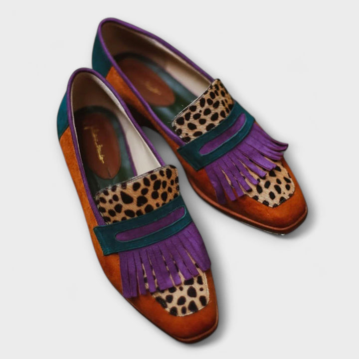 Women's Faux Suede Leopard Print Loafers - Everyday Comfort