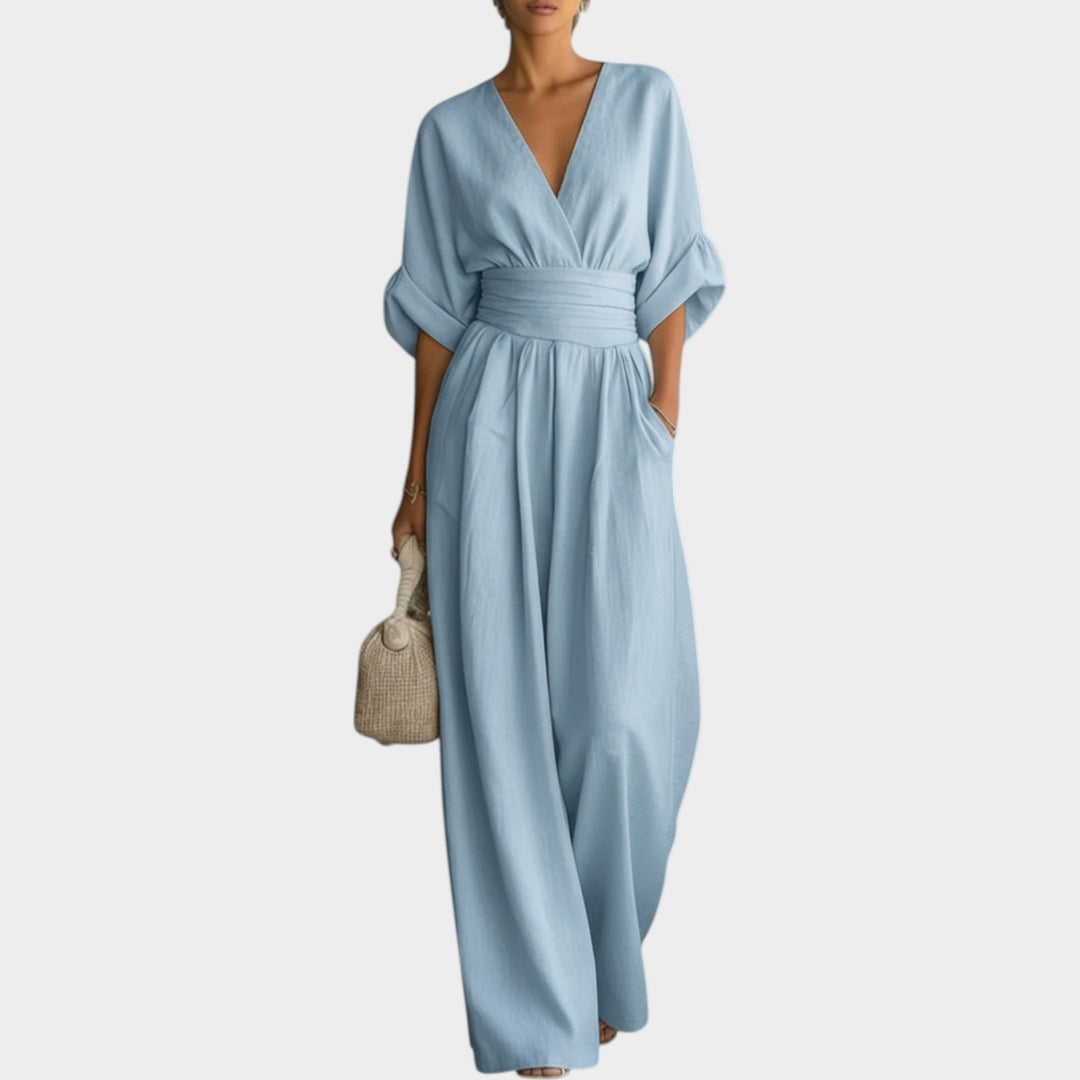 Women's Wide Leg Draped Jumpsuit - Effortless Elegance