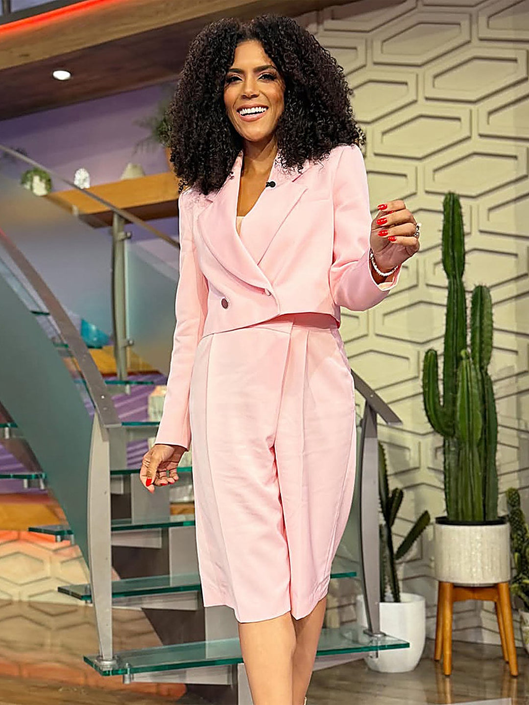 Casual Padded-Shoulder Blazer + Shorts Set