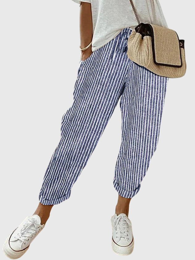 Women's High Waist Elastic Waist Pants - Everyday Comfort & Style