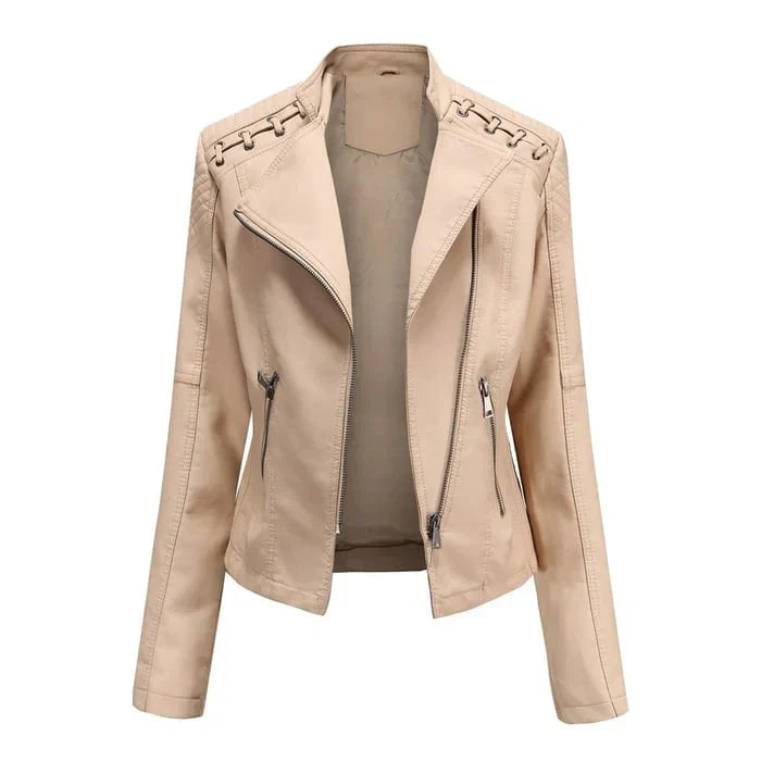 Women's Vegan Leather Moto Jacket - Edgy Everyday Style