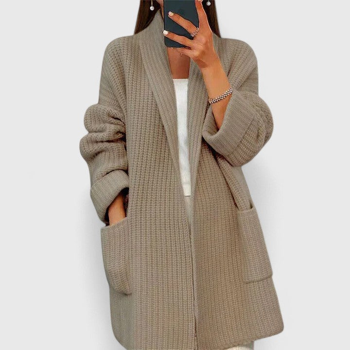 Women's Long Shawl Collar Cardigan - Cozy & Elegant Layering