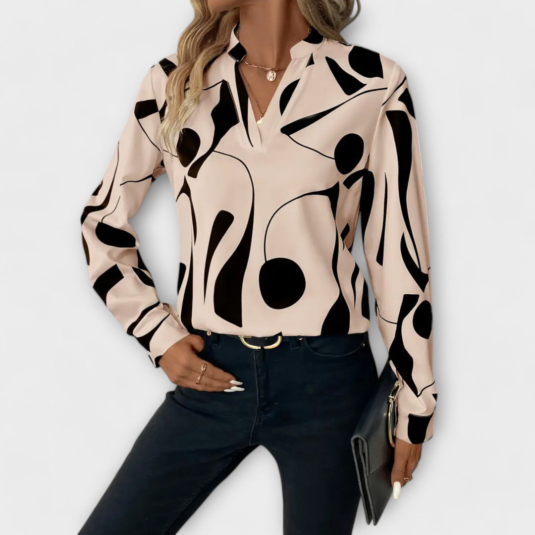 Women's Polyester Geometric Print Blouse - Elegant & Versatile