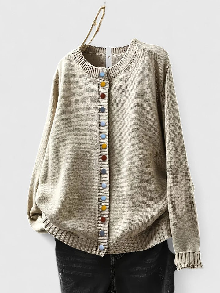 Women's Knit Whimsical Button Cardigan - Playful Everyday Layer