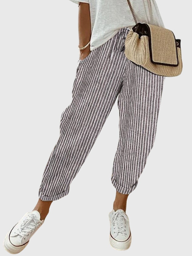 Women's High Waist Elastic Waist Pants - Everyday Comfort & Style