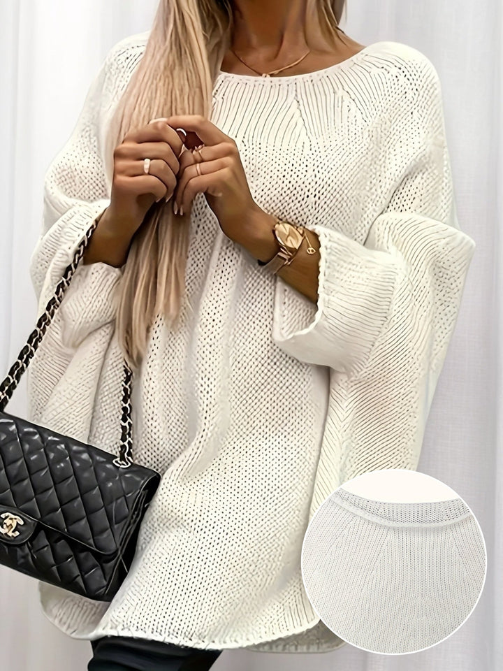 Women's Elegant Batwing Knit Pullover - Cozy & Stylish