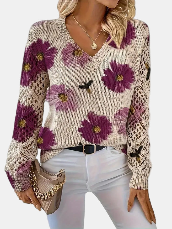 Women's Blooming Chic Knit Sweater - Effortless Everyday Elegance