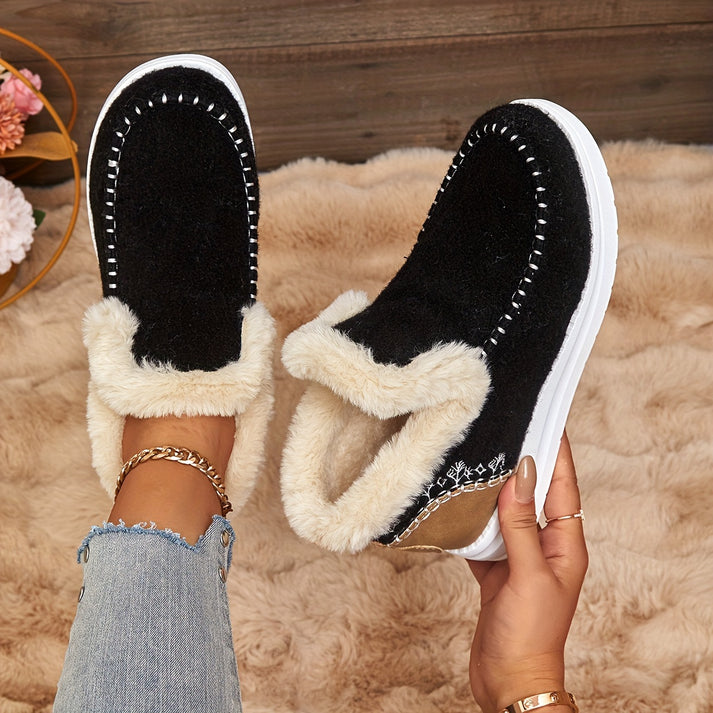 Women's Leather Plush-Lined Boots - Cozy Comfort All Day