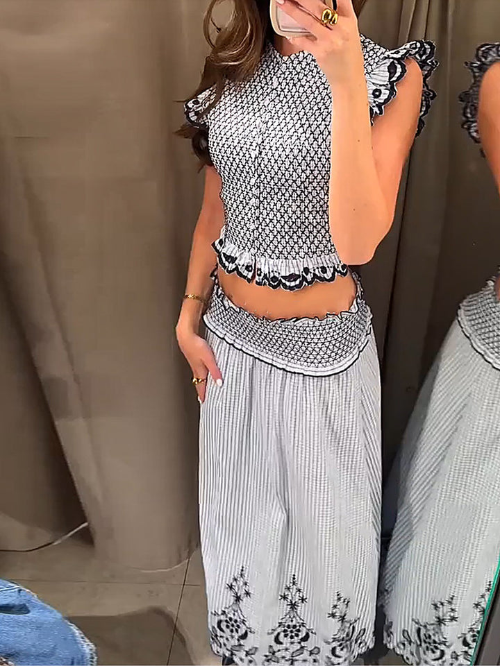Plaid Sleeveless Top + Skirt Set