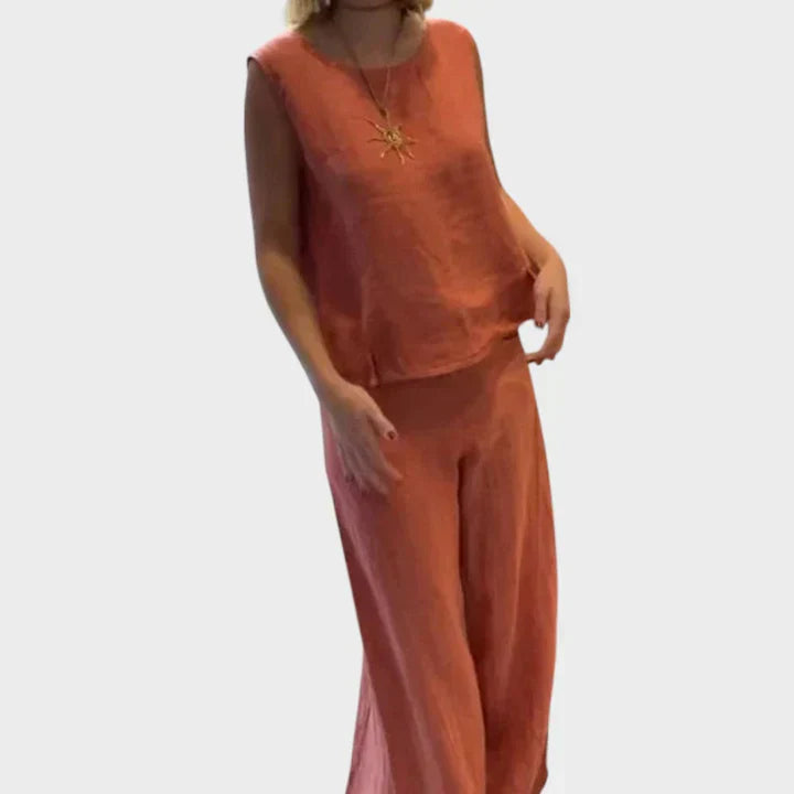 Women's Bohemian Top & Cropped Pants Set - Summer Boho-Chic