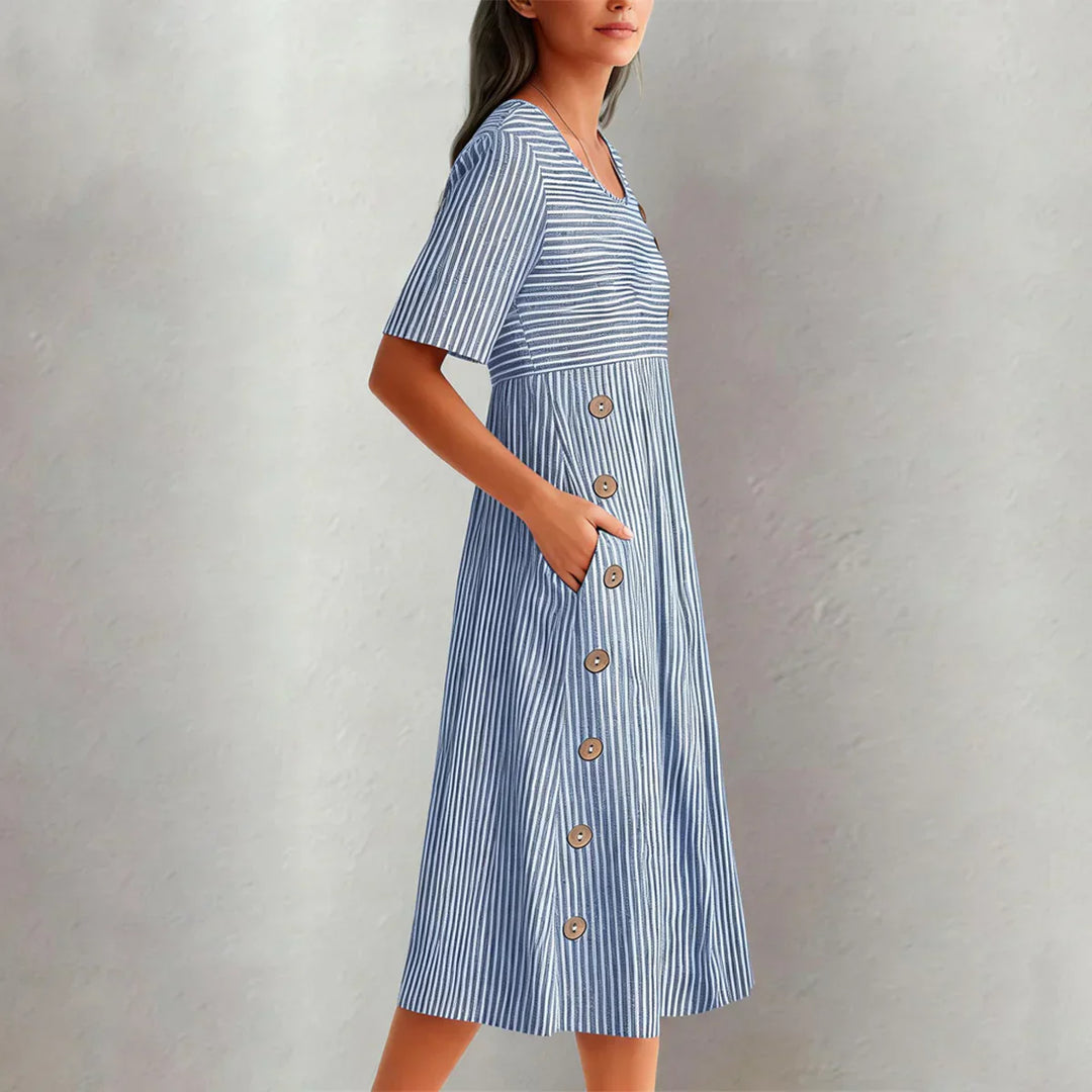 Women's Striped Midi Dress - Lightweight Comfort for Any Occasion
