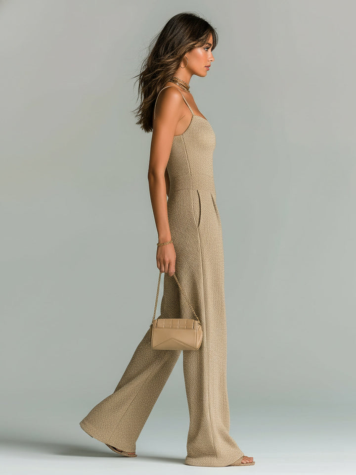 Women's Ribbed Jersey Jumpsuit - Effortless Casual Elegance