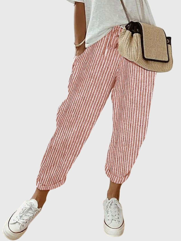Women's High Waist Elastic Waist Pants - Everyday Comfort & Style