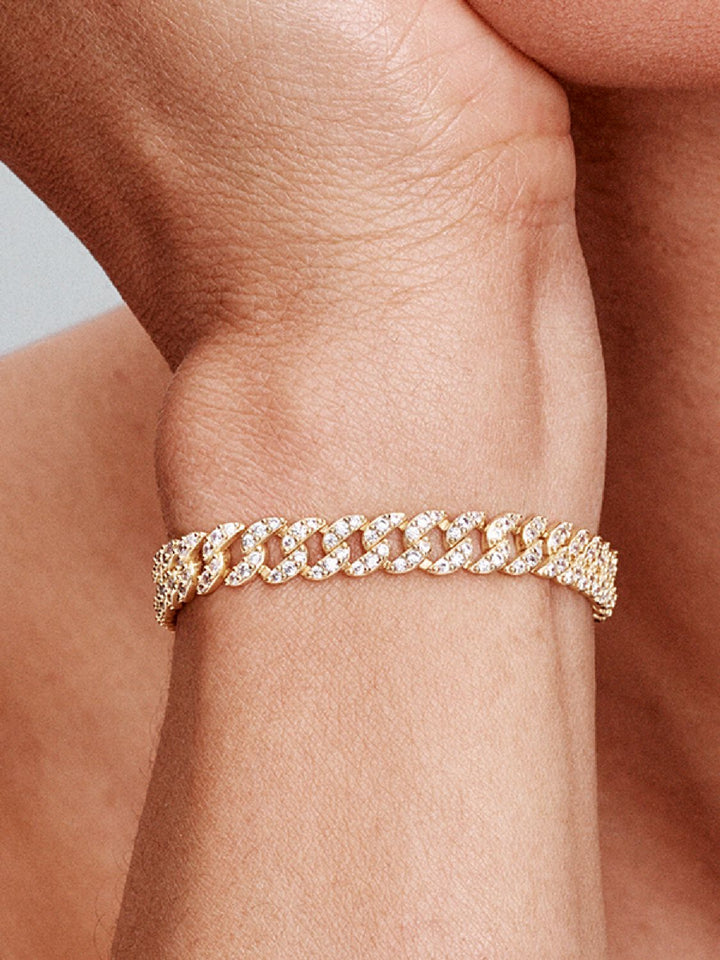 Women's Pave Cuban Link Bracelet - Elegant Sparkle for Any Occasion