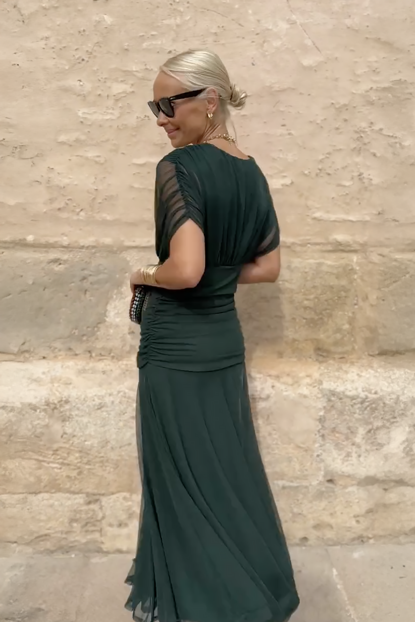 Women's Elegant Maxi Party Dress with V-Neck - Perfect for Evenings