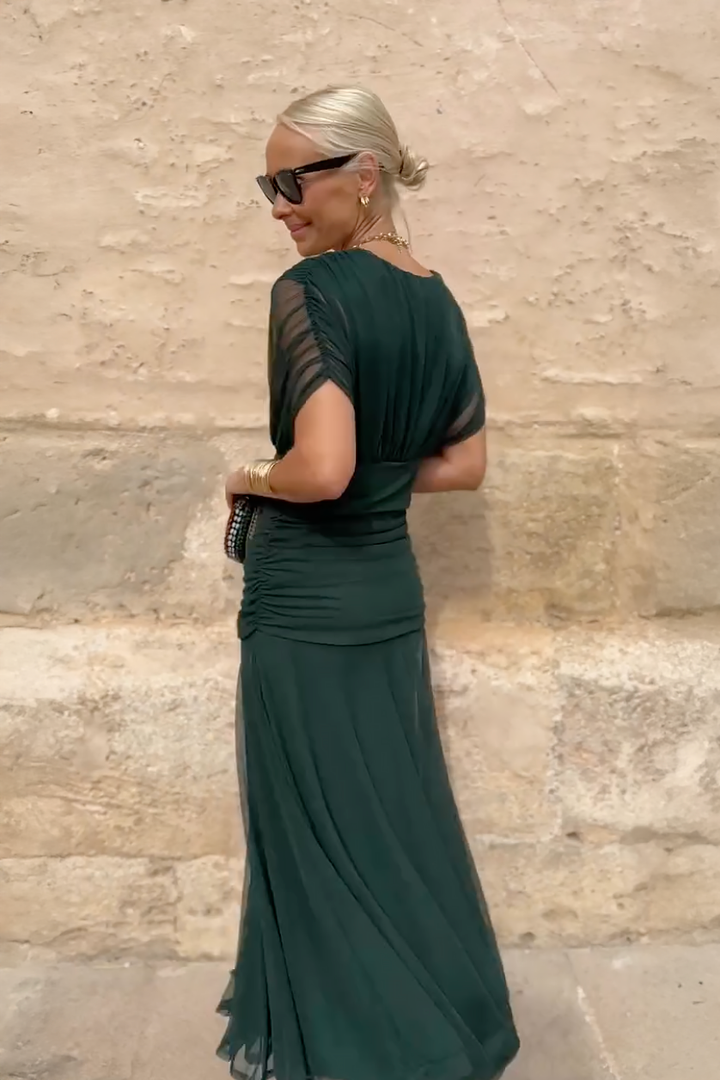 Women's Elegant Maxi Party Dress with V-Neck - Perfect for Evenings