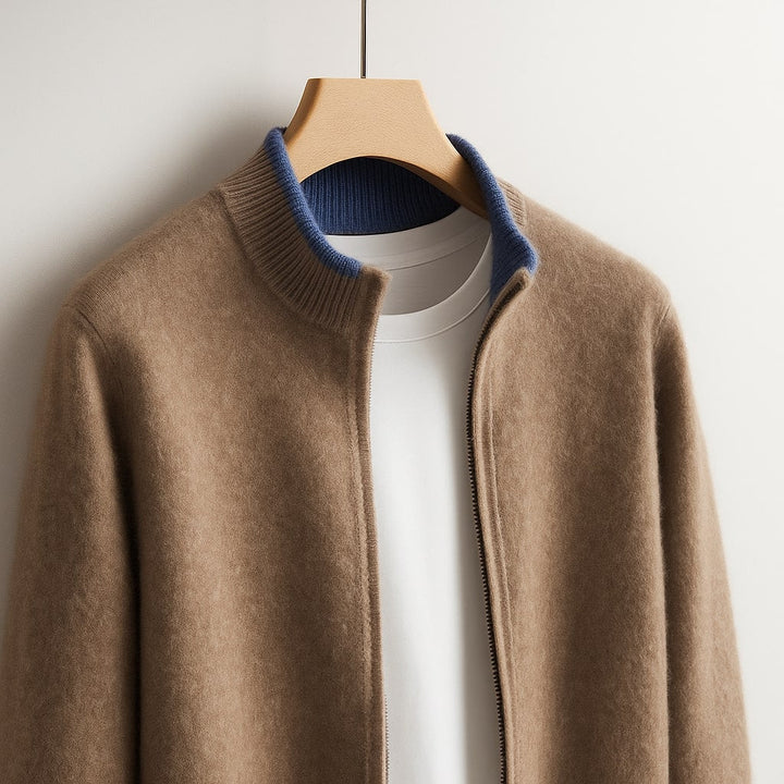 Men's Merino Wool Full-Zip Cardigan - Smart Layering Knit