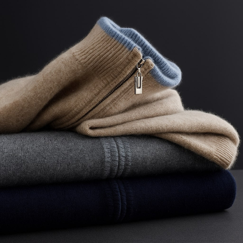 Men's Merino Wool Full-Zip Cardigan - Smart Layering Knit