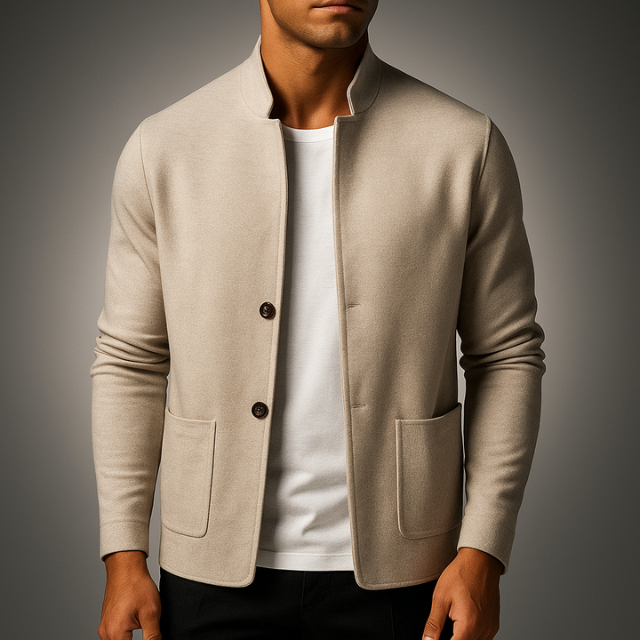 Men's Knit Mandarin Collar Cardigan – Smart Layering Knitwear