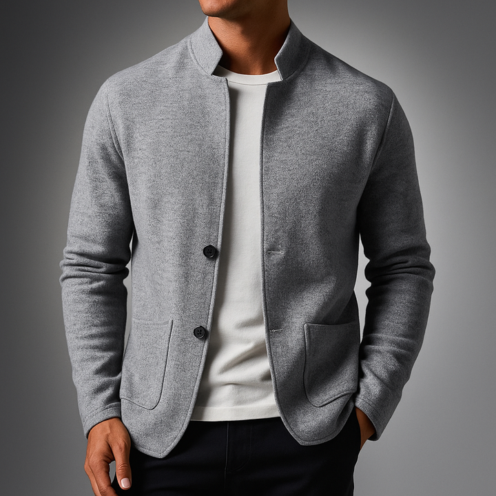 Men's Knit Mandarin Collar Cardigan – Smart Layering Knitwear