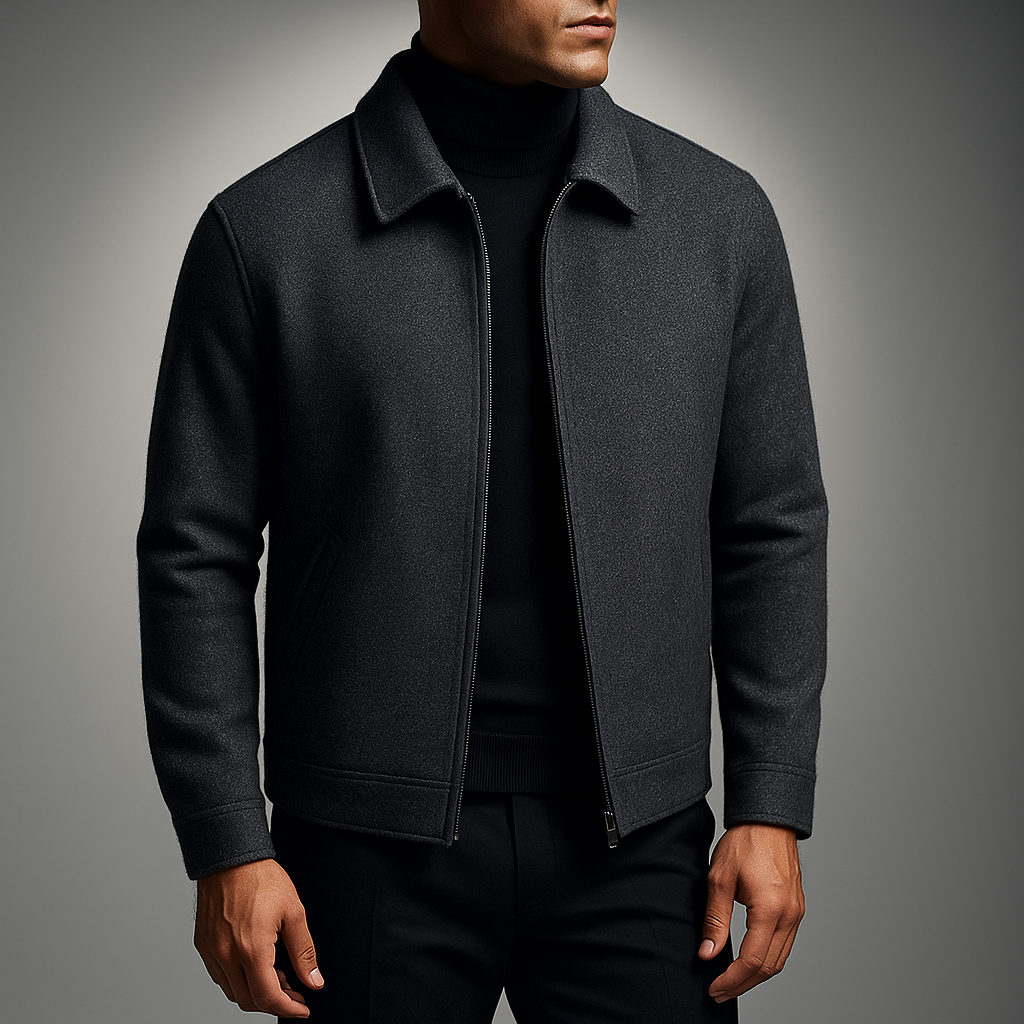 Men's Twill Jacket – Padded Zip-Up Layer for Cool Days