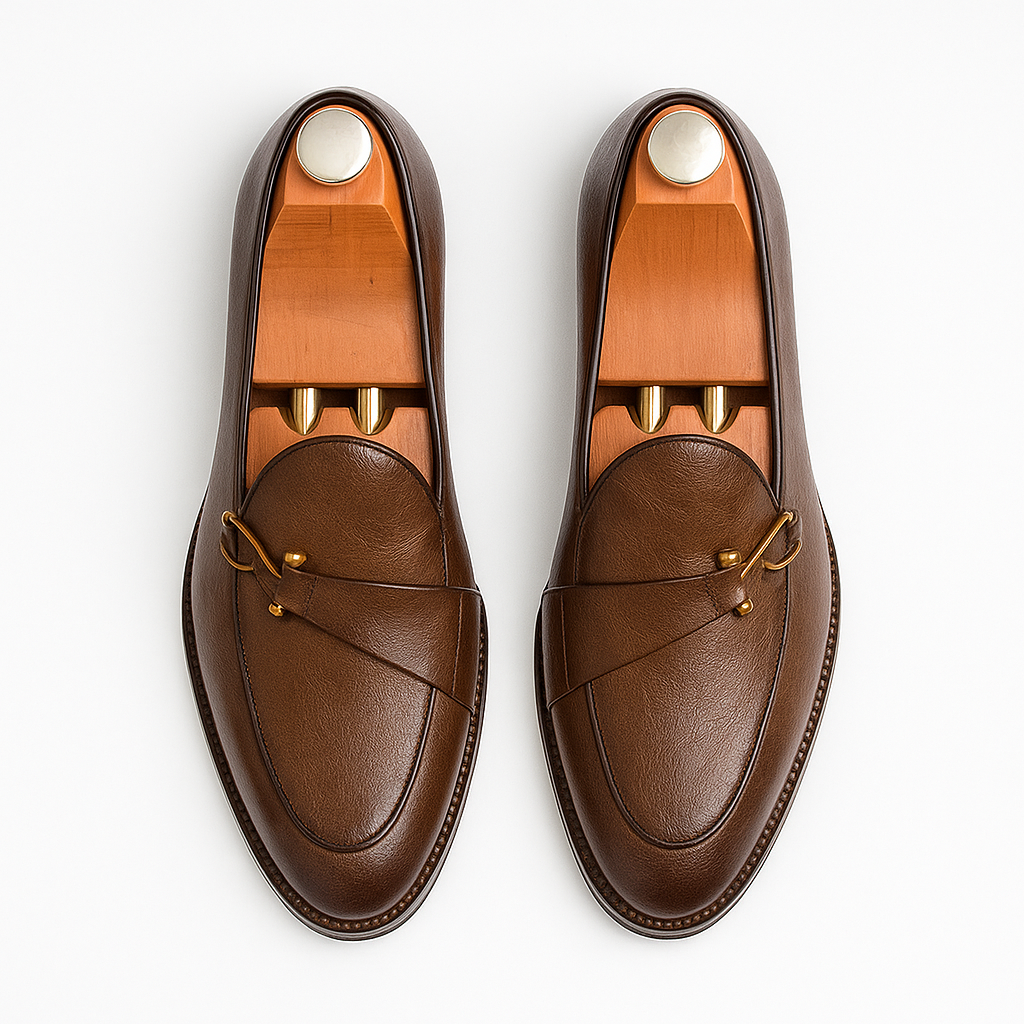 Men's Grain Leather Buckle Loafers – Smart Slip-On Monk Shoes