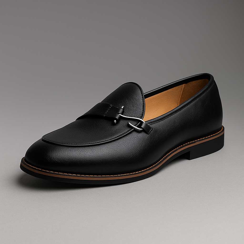 Men's Grain Leather Buckle Loafers – Smart Slip-On Monk Shoes