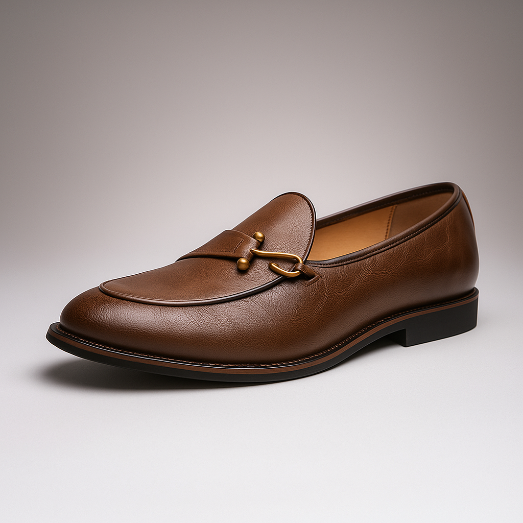 Men's Grain Leather Buckle Loafers – Smart Slip-On Monk Shoes