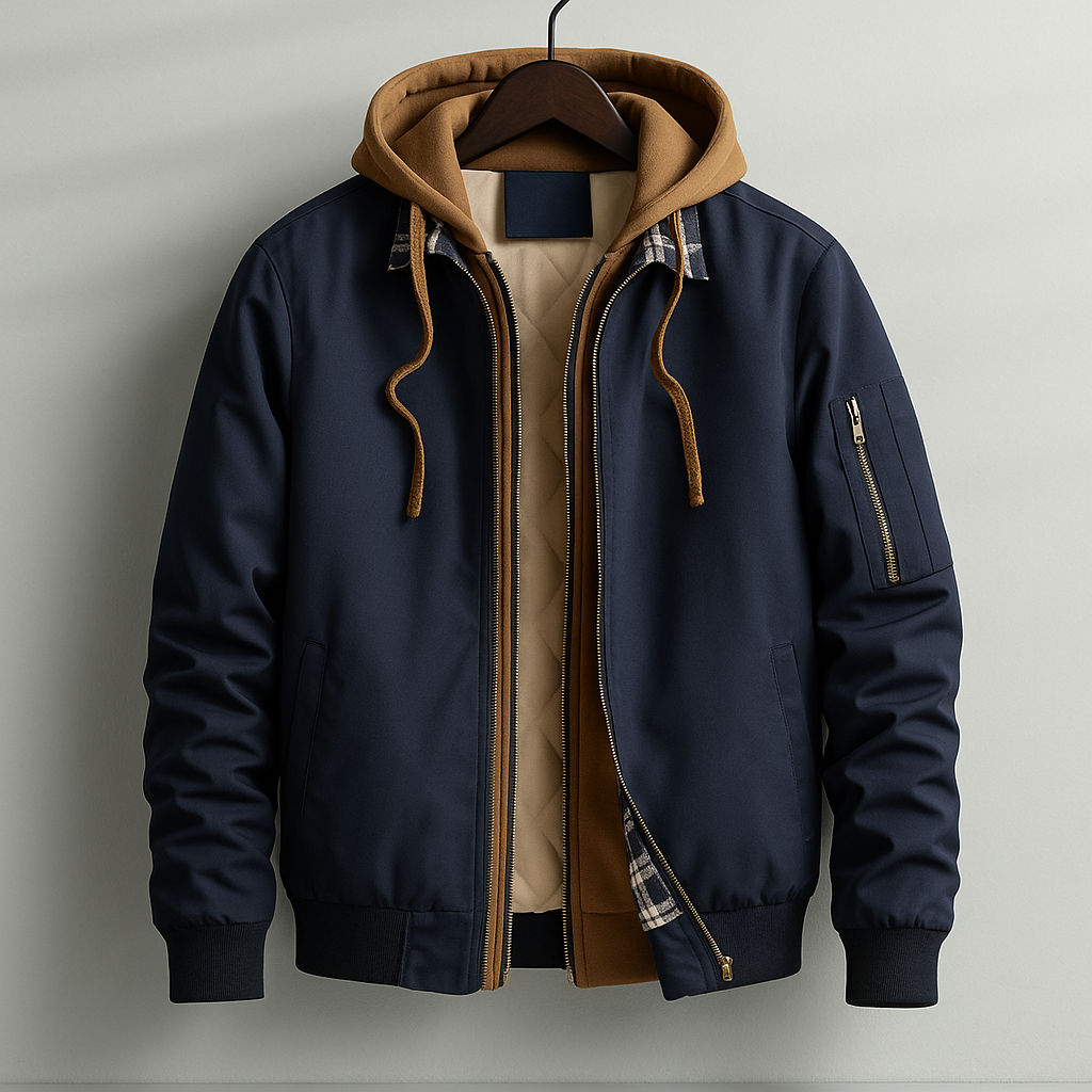 Men's Quilted Hooded Jacket – Water-Resistant Layering Coat