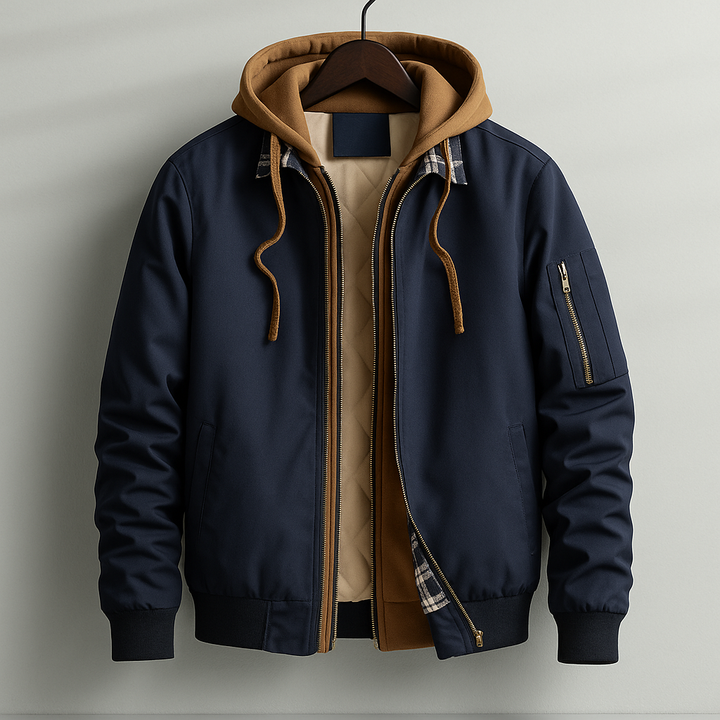 Men's Quilted Hooded Jacket – Water-Resistant Layering Coat