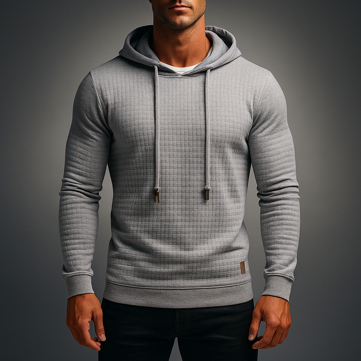 Men's Waffle-Knit Hoodie – Textured Cotton Hooded Top