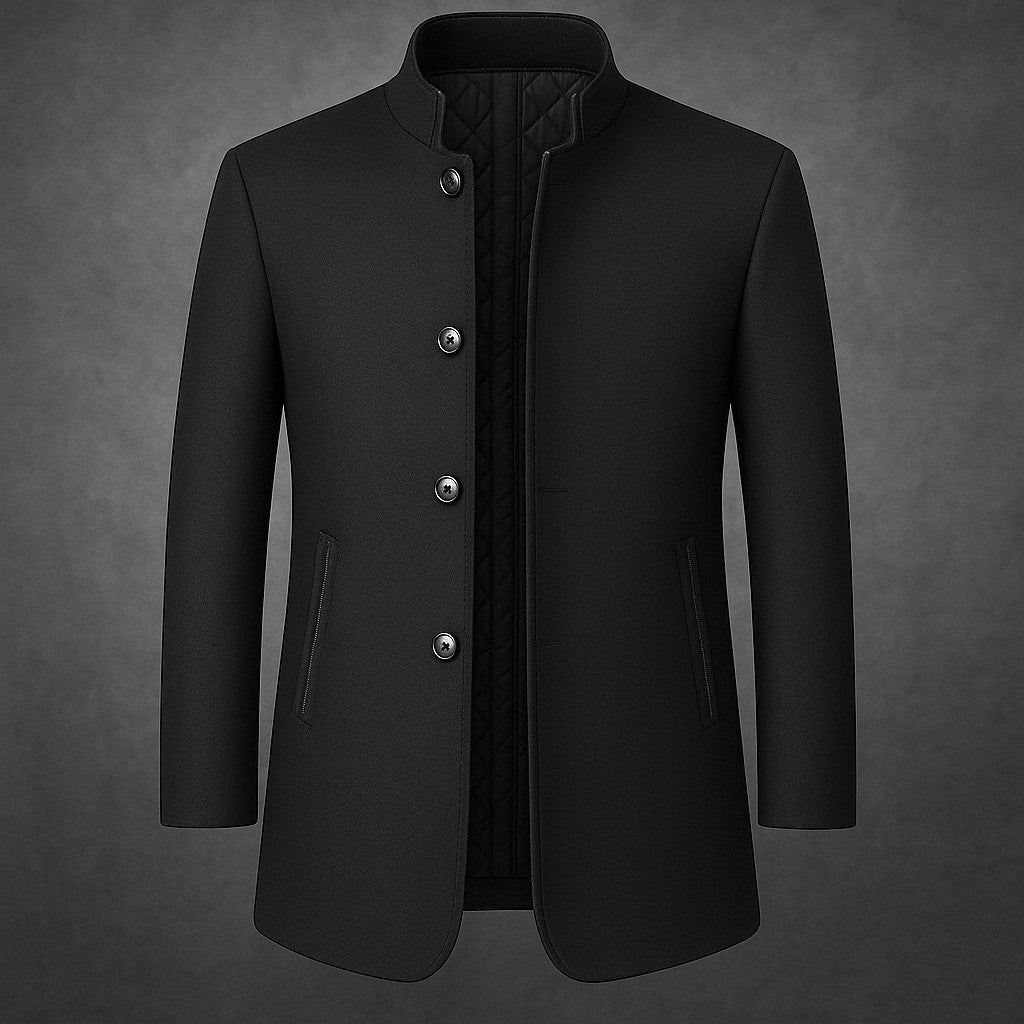 Men's Wool Overcoat – Quilted-Lined Tailored Winter Coat