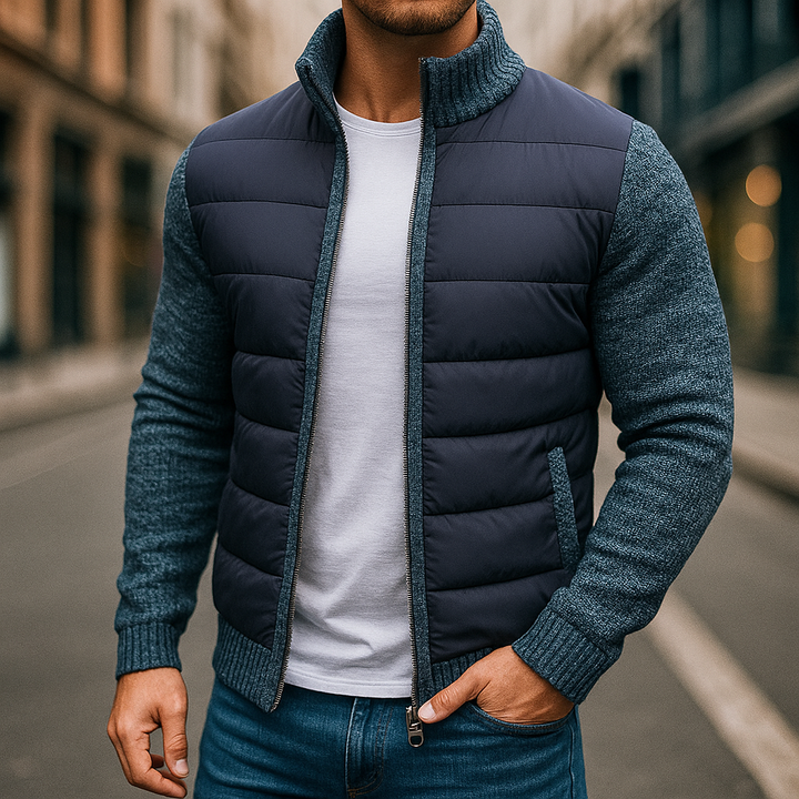 Men's Hybrid Quilted Jacket – Knit-Sleeve Lightweight Layer