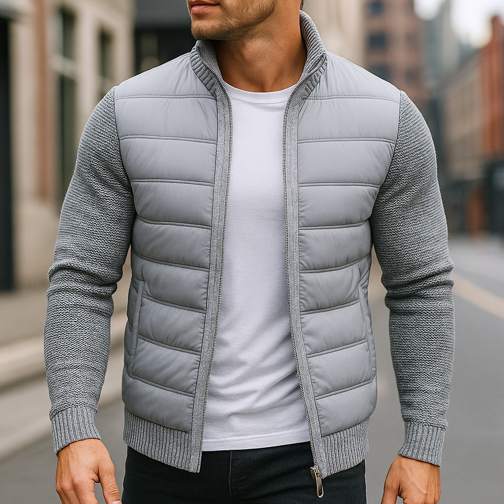 Men's Hybrid Quilted Jacket – Knit-Sleeve Lightweight Layer
