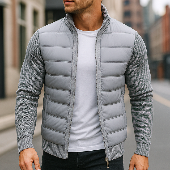 Men's Hybrid Quilted Jacket – Knit-Sleeve Lightweight Layer