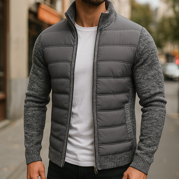 Men's Hybrid Quilted Jacket – Knit-Sleeve Lightweight Layer
