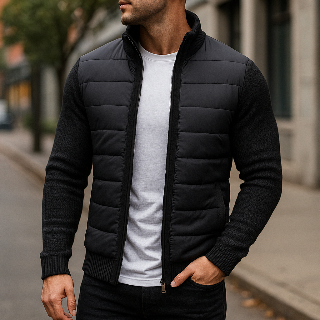 Men's Hybrid Quilted Jacket – Knit-Sleeve Lightweight Layer