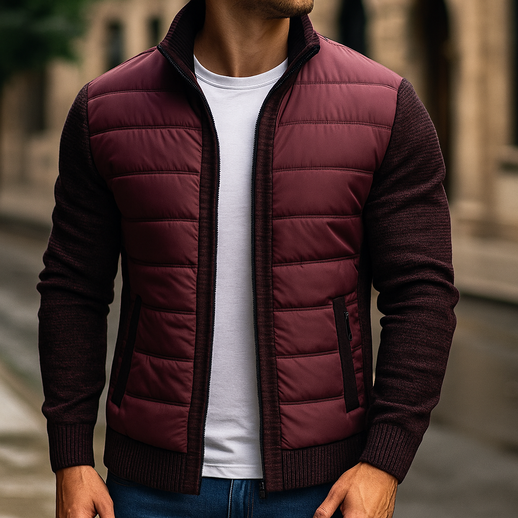 Men's Hybrid Quilted Jacket – Knit-Sleeve Lightweight Layer