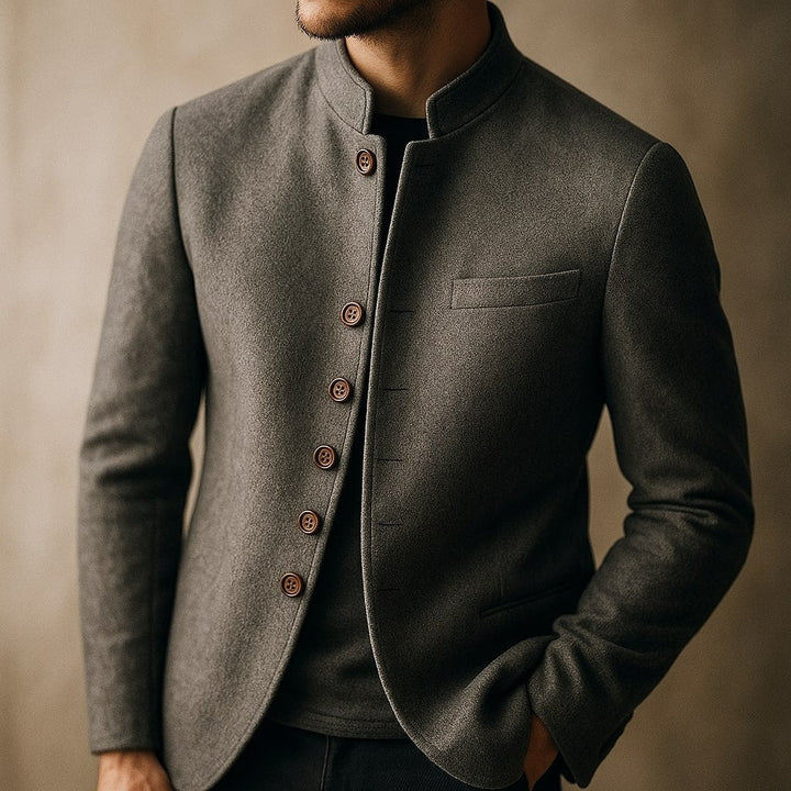 Men's Helsinki Wool Jacket – Stand-Collar Tailored Layer
