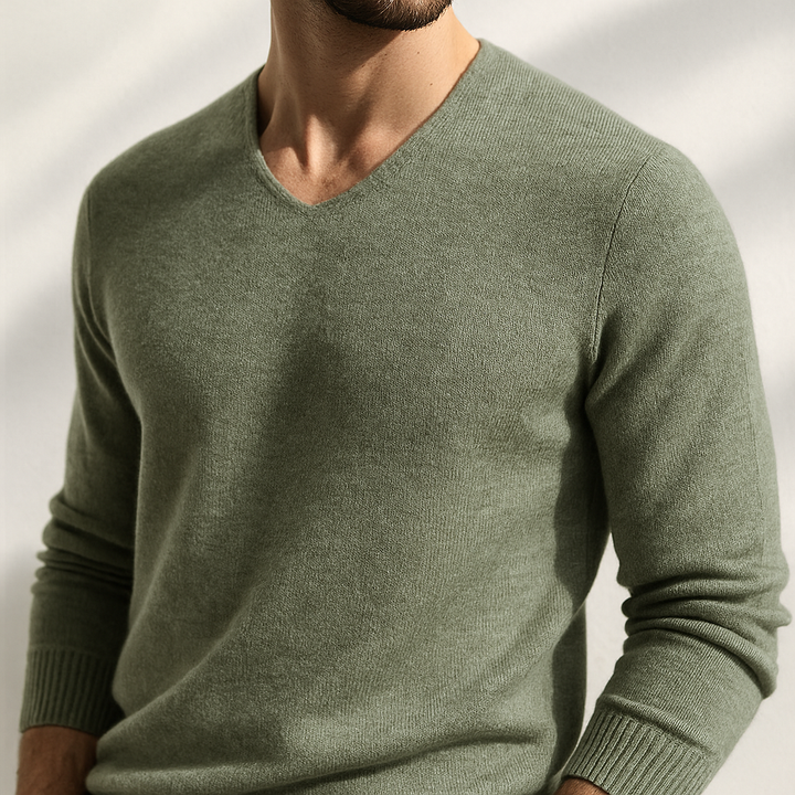 Men's Cashmere-Blend V-Neck Jumper – Layering Knitwear