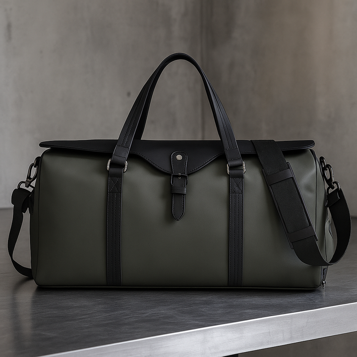Men's Leather Trim Weekender Duffle - Travel Holdall Bag
