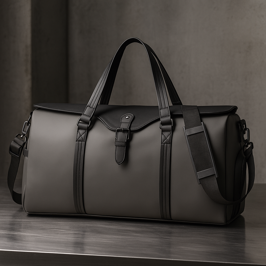 Men's Leather Trim Weekender Duffle - Travel Holdall Bag