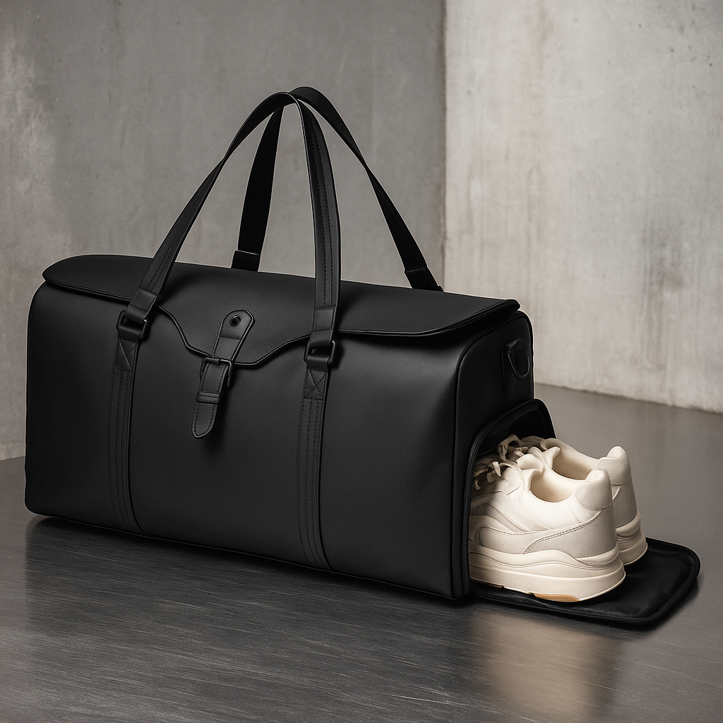Men's Leather Trim Weekender Duffle - Travel Holdall Bag