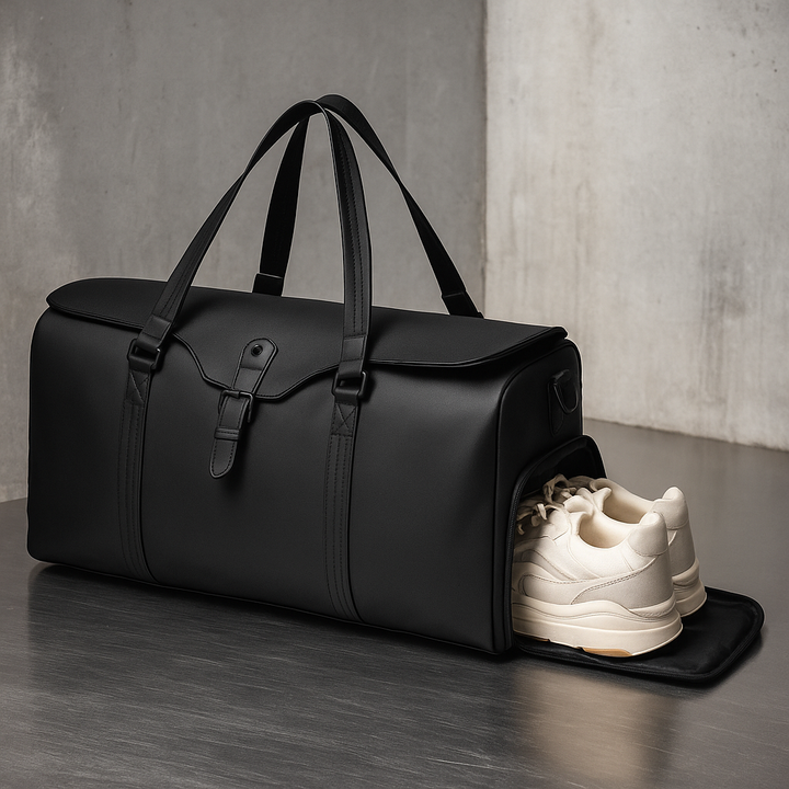 Men's Leather Trim Weekender Duffle - Travel Holdall Bag