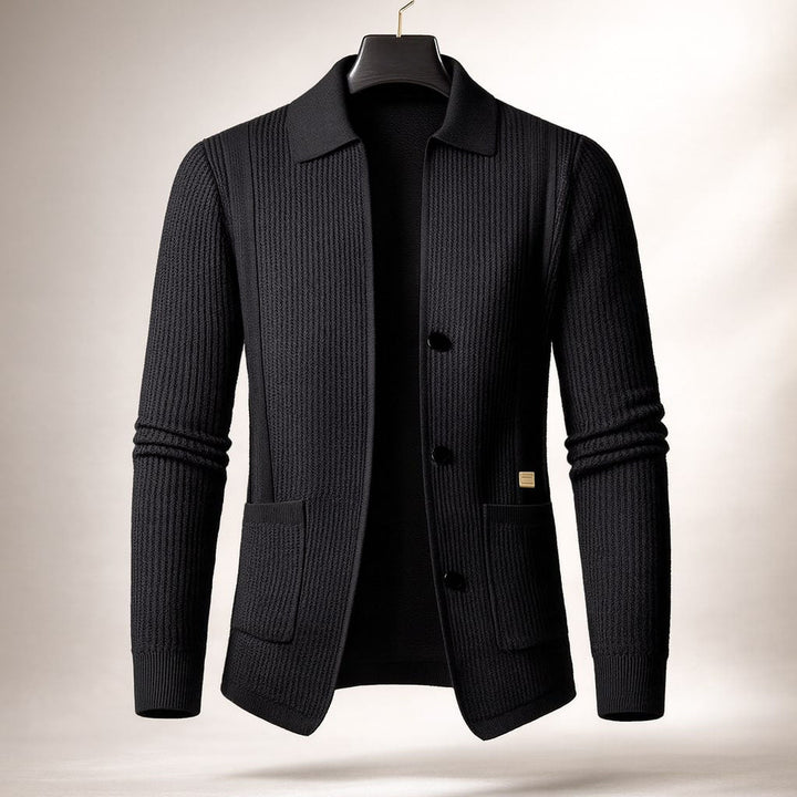 Men's Lombardy Textured Cardigan – Ribbed Button-Front Knit