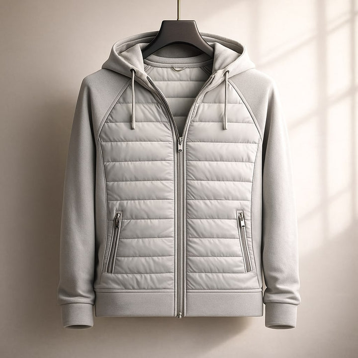 Men's Quilted Zip Hoodie – Insulated Hybrid Layer